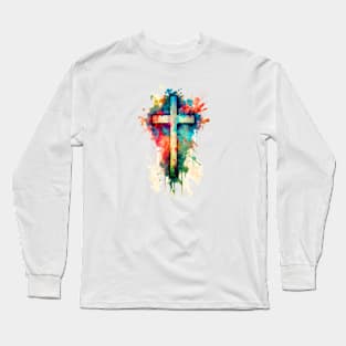 Christian Cross, Watercolor cross, cross Long Sleeve T-Shirt